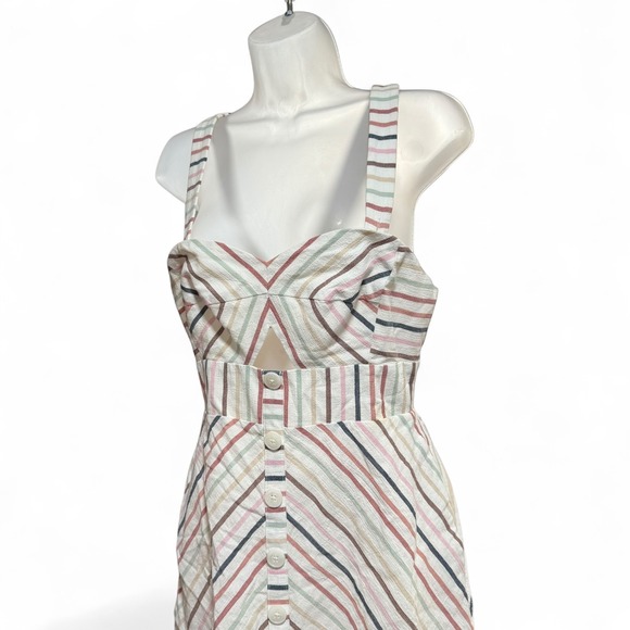 Modcloth Dresses & Skirts - ModCloth Striped Cutout Front Button Midi Dress Womens 8 Multicolor Excellent